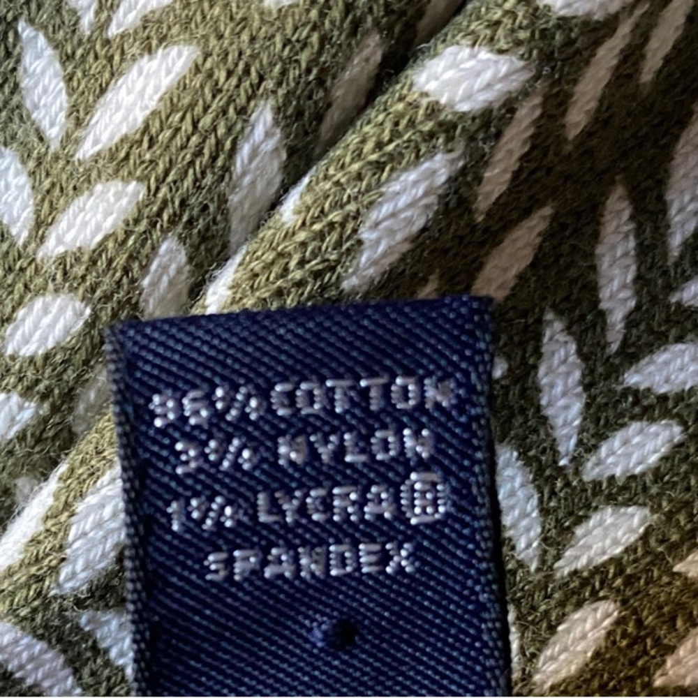 Lands' End Olive and Cream Leaf Cardigan - Picture 7 of 7